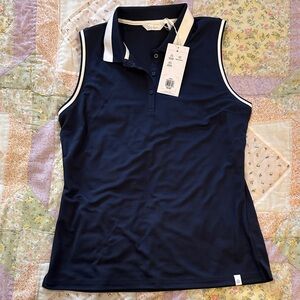 Lady Hagen Navy and White Sleeveless Polo Tank